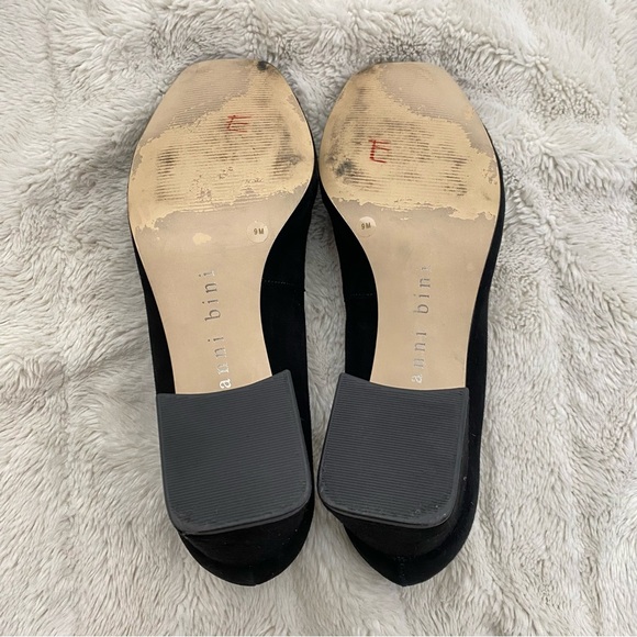 Gianni Bini Catallo Retro Black Suede Low Block Heels Pumps Size 9 - Picture 9 of 11